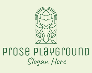 Green Rose Flower logo design