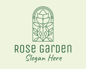 Green Rose Flower logo