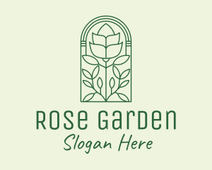 Green Rose Flower logo design