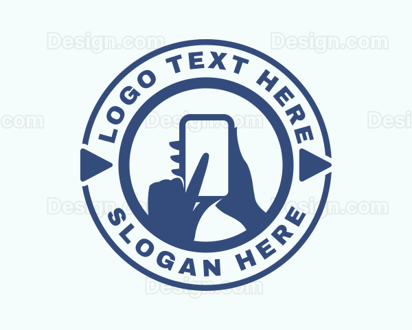 Blue Mobile Phone Vlogger Logo