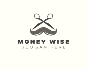 Mustache Barber Scissors Logo