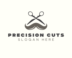 Mustache Barber Scissors logo design