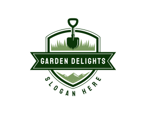 Shovel Landscaping Lawn logo design