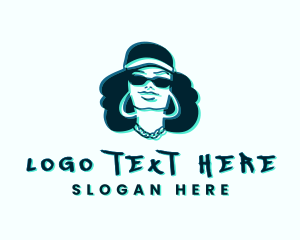 Glitch Hip Hop Woman logo design