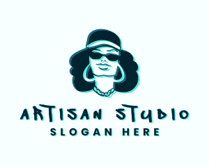 Glitch Hip Hop Woman logo design