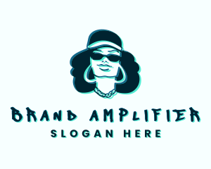 Glitch Hip Hop Woman logo design