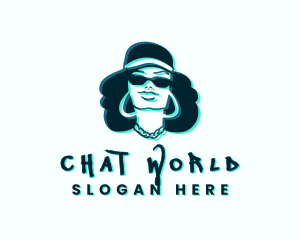 Glitch Hip Hop Woman logo design