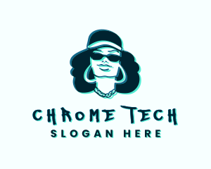 Glitch Hip Hop Woman logo design