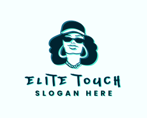 Glitch Hip Hop Woman logo design