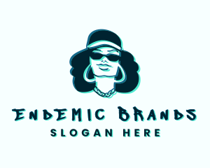 Glitch Hip Hop Woman logo design