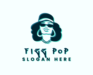 Glitch Hip Hop Woman logo design