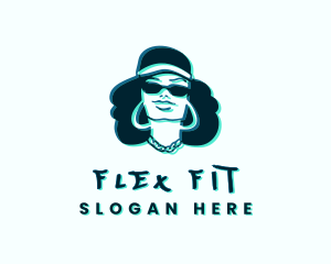 Glitch Hip Hop Woman logo design