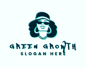 Glitch Hip Hop Woman logo design