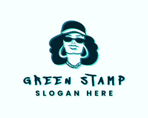 Glitch Hip Hop Woman logo design