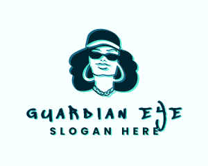 Glitch Hip Hop Woman logo design