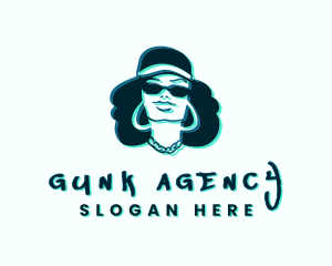 Glitch Hip Hop Woman logo design