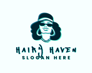 Glitch Hip Hop Woman logo design