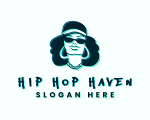 Glitch Hip Hop Woman logo design