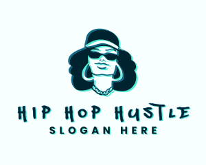 Glitch Hip Hop Woman logo design