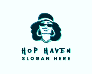 Glitch Hip Hop Woman logo design