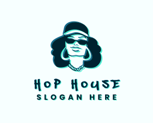 Glitch Hip Hop Woman logo design