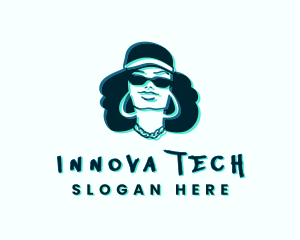 Glitch Hip Hop Woman logo design