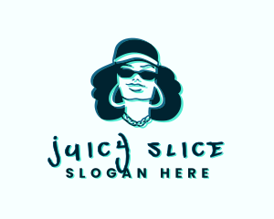 Glitch Hip Hop Woman logo design