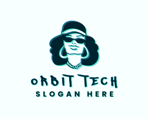 Glitch Hip Hop Woman logo design