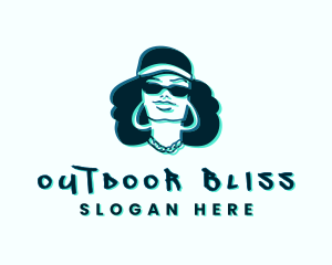 Glitch Hip Hop Woman logo design