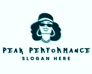 Glitch Hip Hop Woman logo design