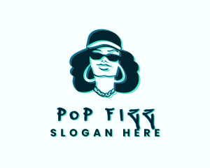 Glitch Hip Hop Woman logo design