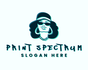 Glitch Hip Hop Woman logo design