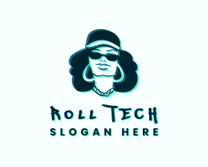 Glitch Hip Hop Woman logo design