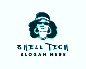 Glitch Hip Hop Woman logo design