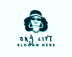 Glitch Hip Hop Woman logo design