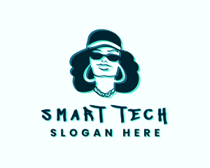 Glitch Hip Hop Woman logo design