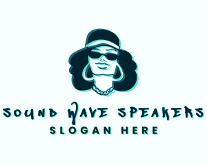 Glitch Hip Hop Woman logo design