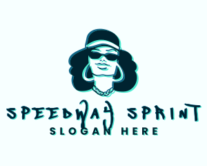 Glitch Hip Hop Woman logo design