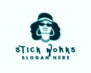 Glitch Hip Hop Woman logo design