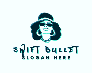 Glitch Hip Hop Woman logo design