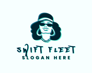 Glitch Hip Hop Woman logo design