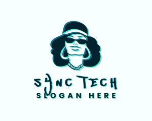 Glitch Hip Hop Woman logo design