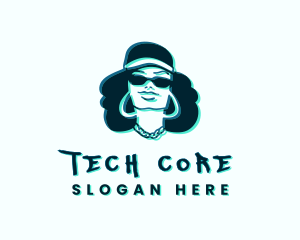 Glitch Hip Hop Woman logo design