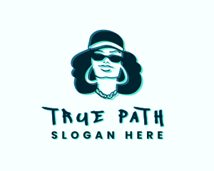 Glitch Hip Hop Woman logo design