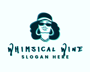 Glitch Hip Hop Woman logo design