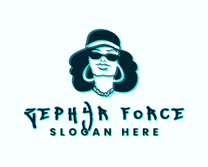 Glitch Hip Hop Woman logo design