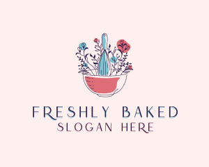 Floral Baking Whisk logo design