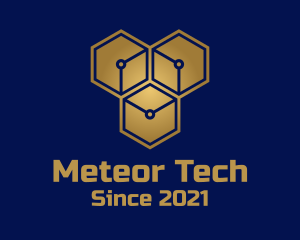 Gold Tech Hexagon Company logo design