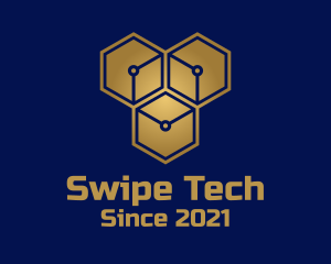 Gold Tech Hexagon Company logo design