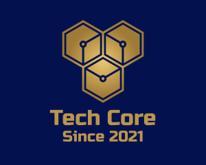 Gold Tech Hexagon Company logo design